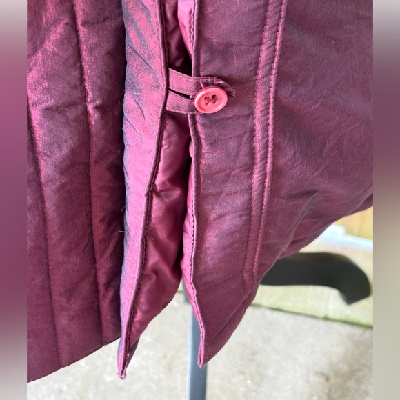 Vintage John Weitz Down Puffer Cocoon Coat with Hood Purple Teal & Blue Size MP - Picture 12 of 16